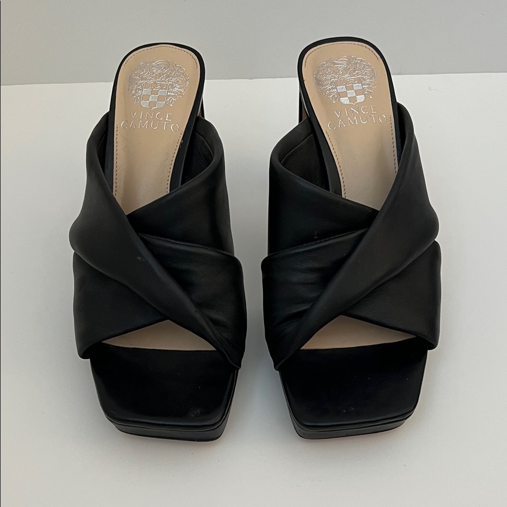 Vince Camuto Black Leather Mules